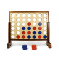 Wooden Four in a Row Game with 42pcs Chips and Carrying Bag V495