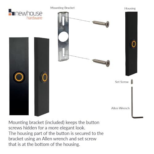 Rectangular Lighted Wired Metal Doorbell Button in Black I380