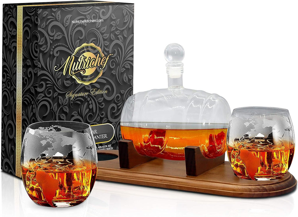 Brown Glass Whiskey Carafe with Stopper and Base R2205
