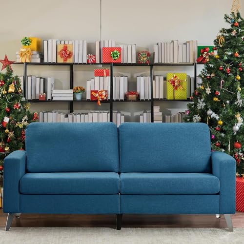 Navy Blue Faux Leather 79" Wide Sofa E5576