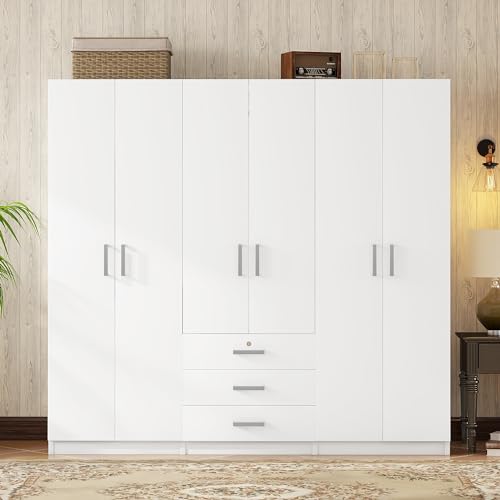 White 6-Doors Wooden Wardrobe N75560