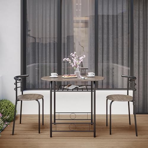 White 3-Piece Dining Table Set with Metal Frame M224