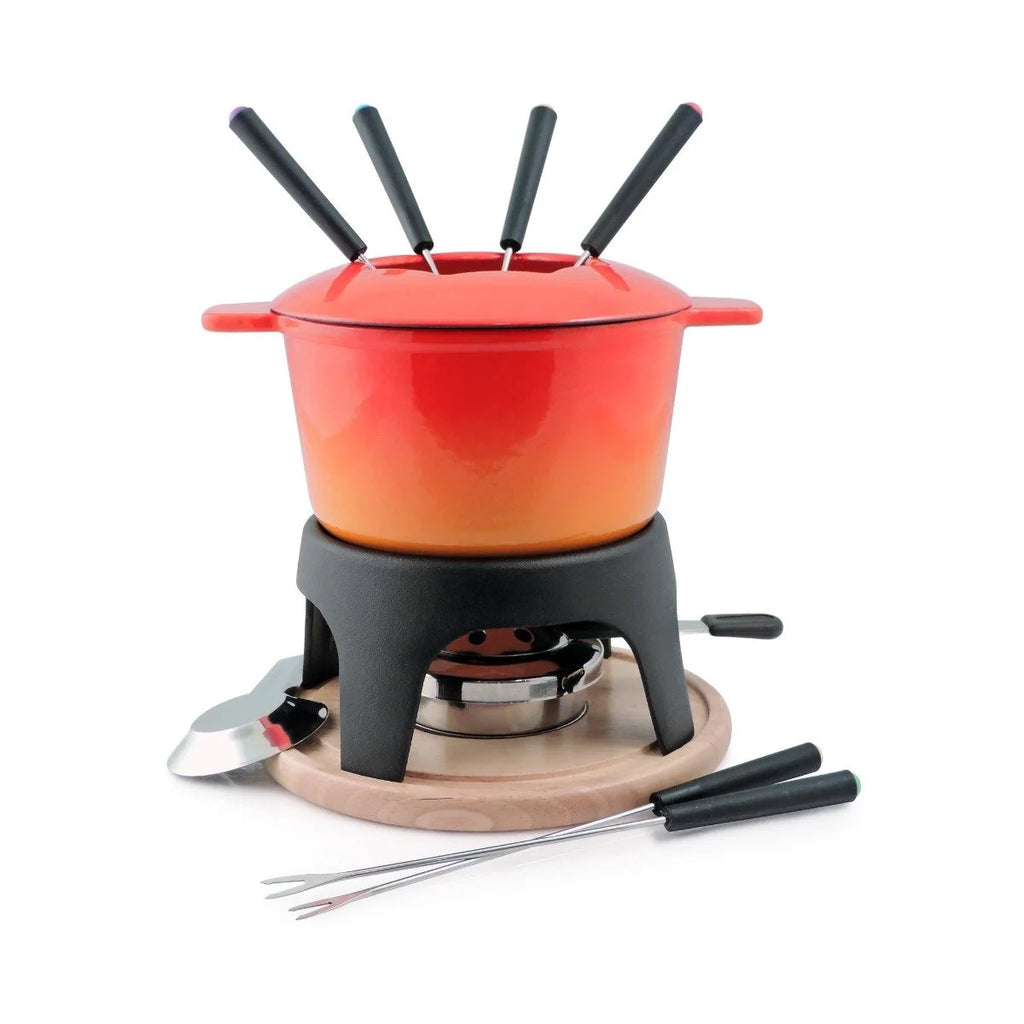 11-Piece Cast Iron Fondue Set Orange I323