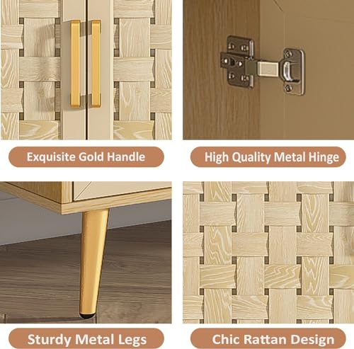 Natural Rattan Storage Cabinet with Metal Legs D59116