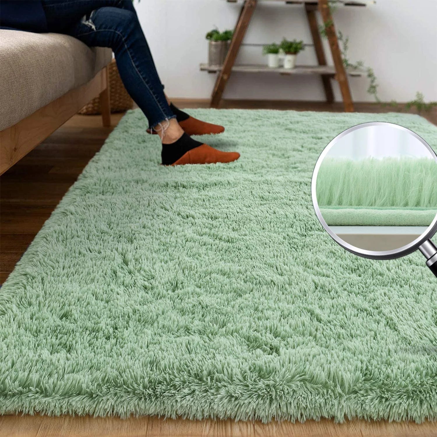 Green 3x5 Feet Plush Non-Slip Rug F525093