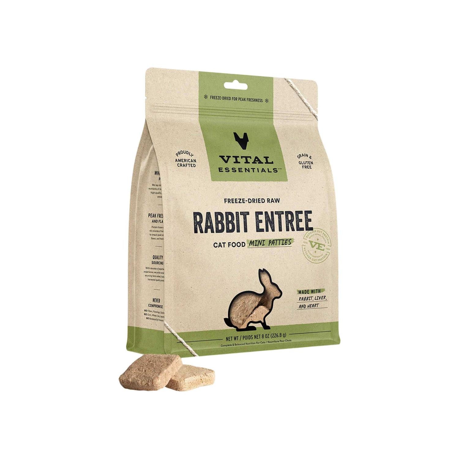 Freeze Dried Raw Rabbit Entree Cat Food Mini Patties B128