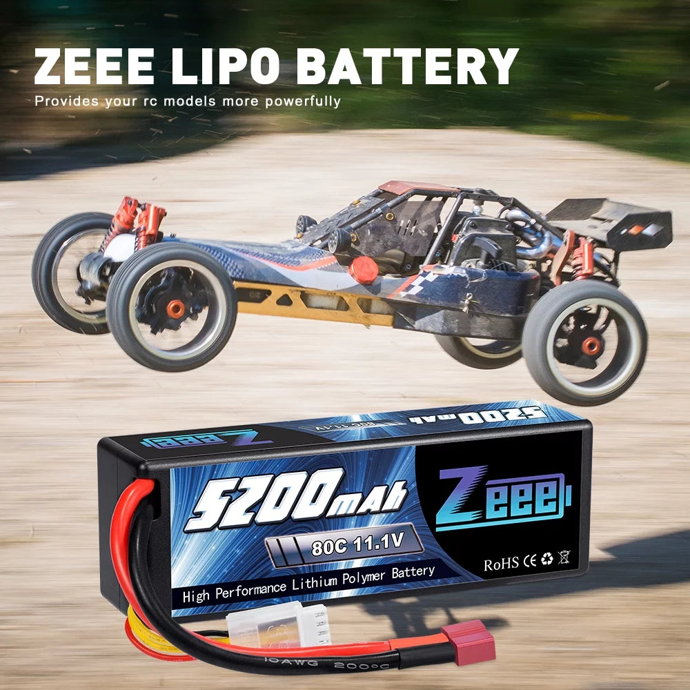 11.1V 80C 5200mAh 3S Lipo Battery with Deans Connector Hardcase (2 Packs) G2193