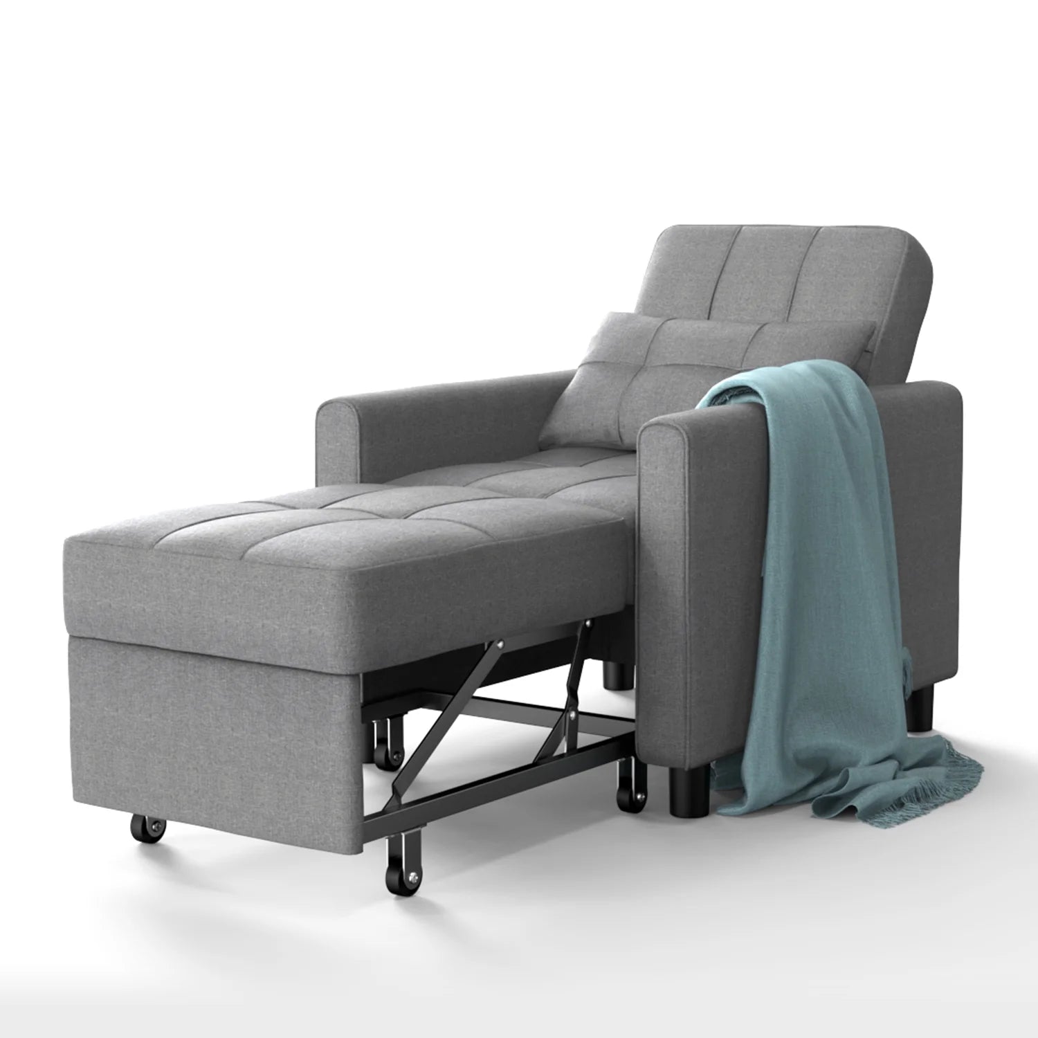 Grey Convertible Chair Single Bed U825966