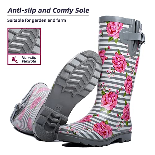Waterproof Tall Knee High Rubber Rain Boots N244068