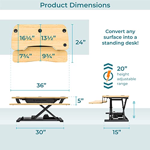 Electric Standing Desk Converter, 36 Inch, Maple K40921