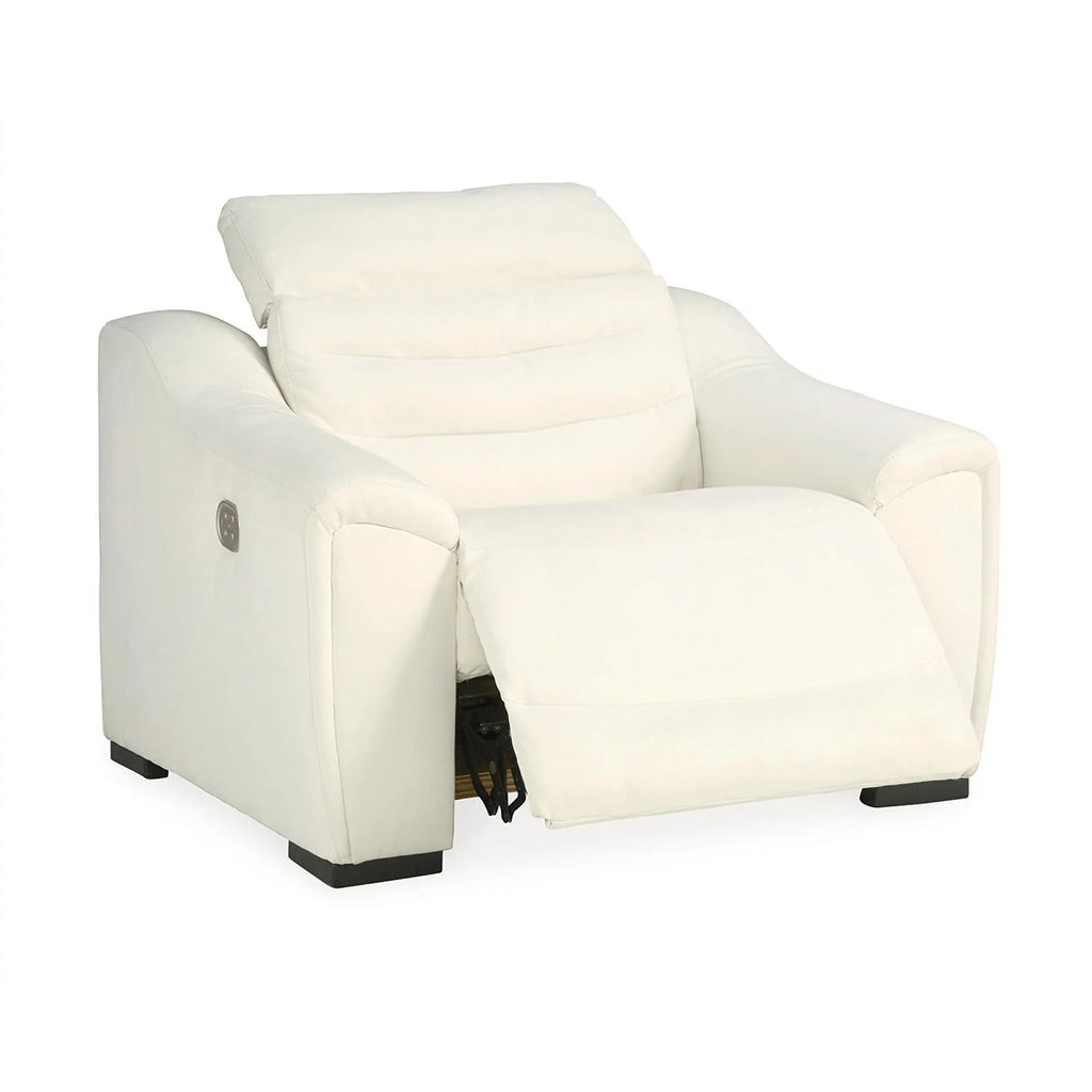 White Faux Leather Power Recliner T2135