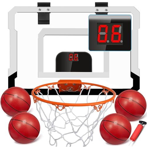 Over Door Basketball Hoop with 9 Inch Rim 4 Mini Basketballs D2266