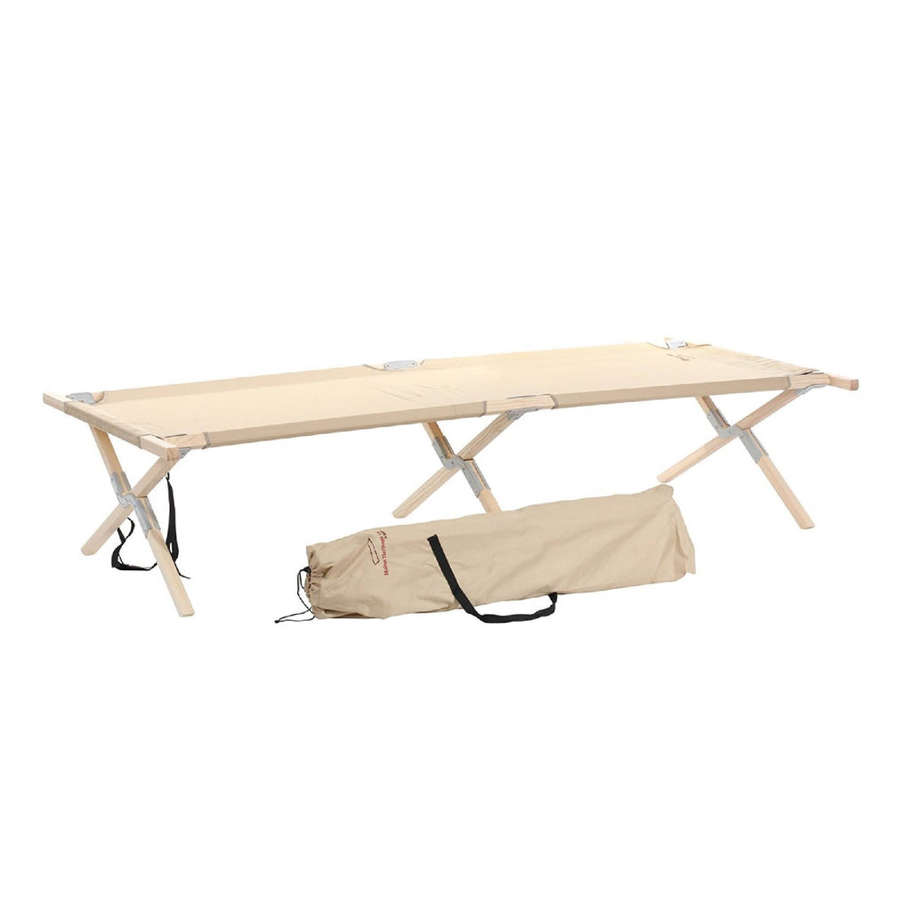 Tan Heavy Duty Wood Frame Portable Camping Cot S49346