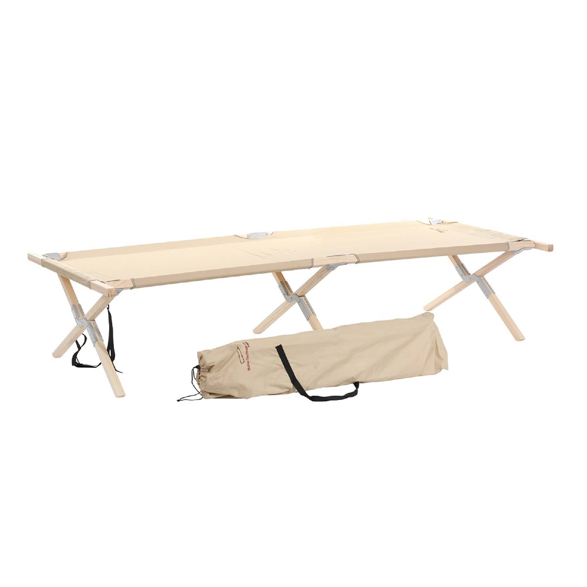 Tan Heavy Duty Wood Frame Portable Camping Cot S49346