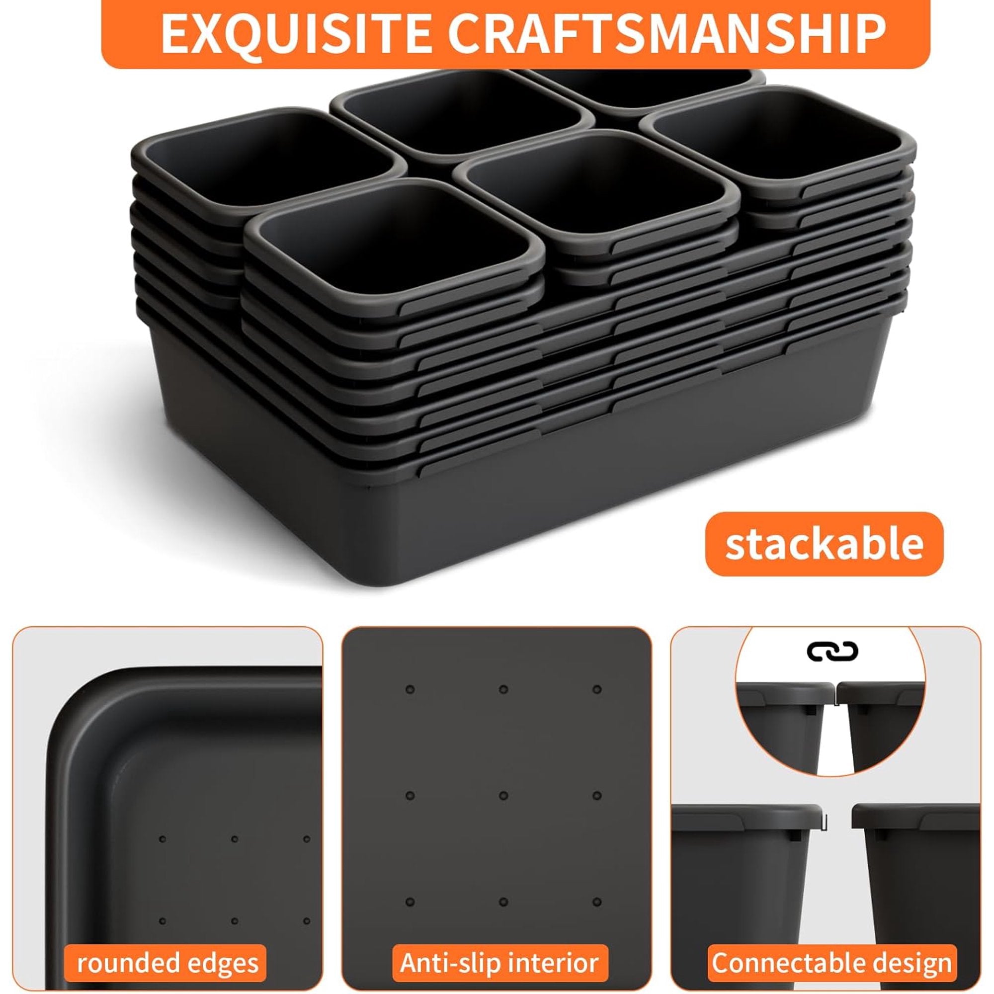45 Pack Plastic Desk Drawer Organizer Tray, 3 Sizes R88855