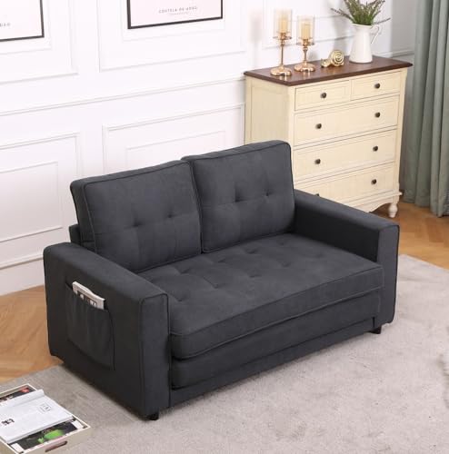 Dark Gray Upholstered Convertible Futon Sofa Bed D4639