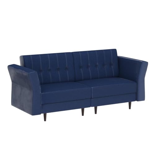 Navy Blue Velvet Memory Foam Futon Sofa M6530