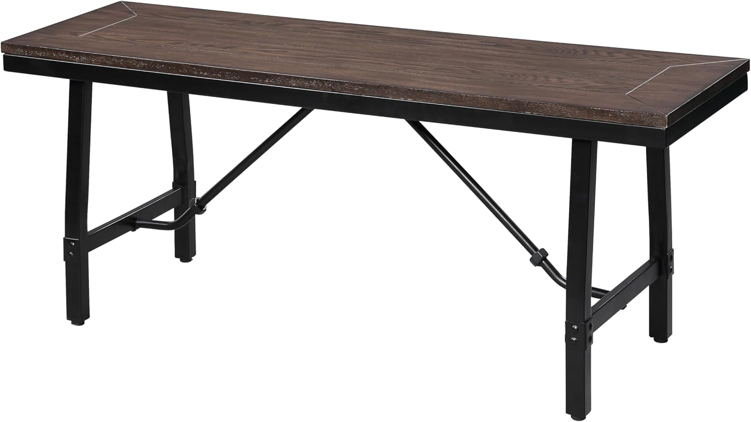 Oak and Black Rectangle Bench O92181