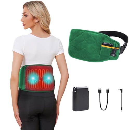 Cordless Heating Pad with Massager, 3 Vibration Modes and 3 Heating Settings, Portable Heating Pad with Battery S65041