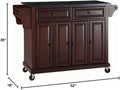 Traditional Wood Kitchen Cart with Granite Top in Mahogany/Black O659