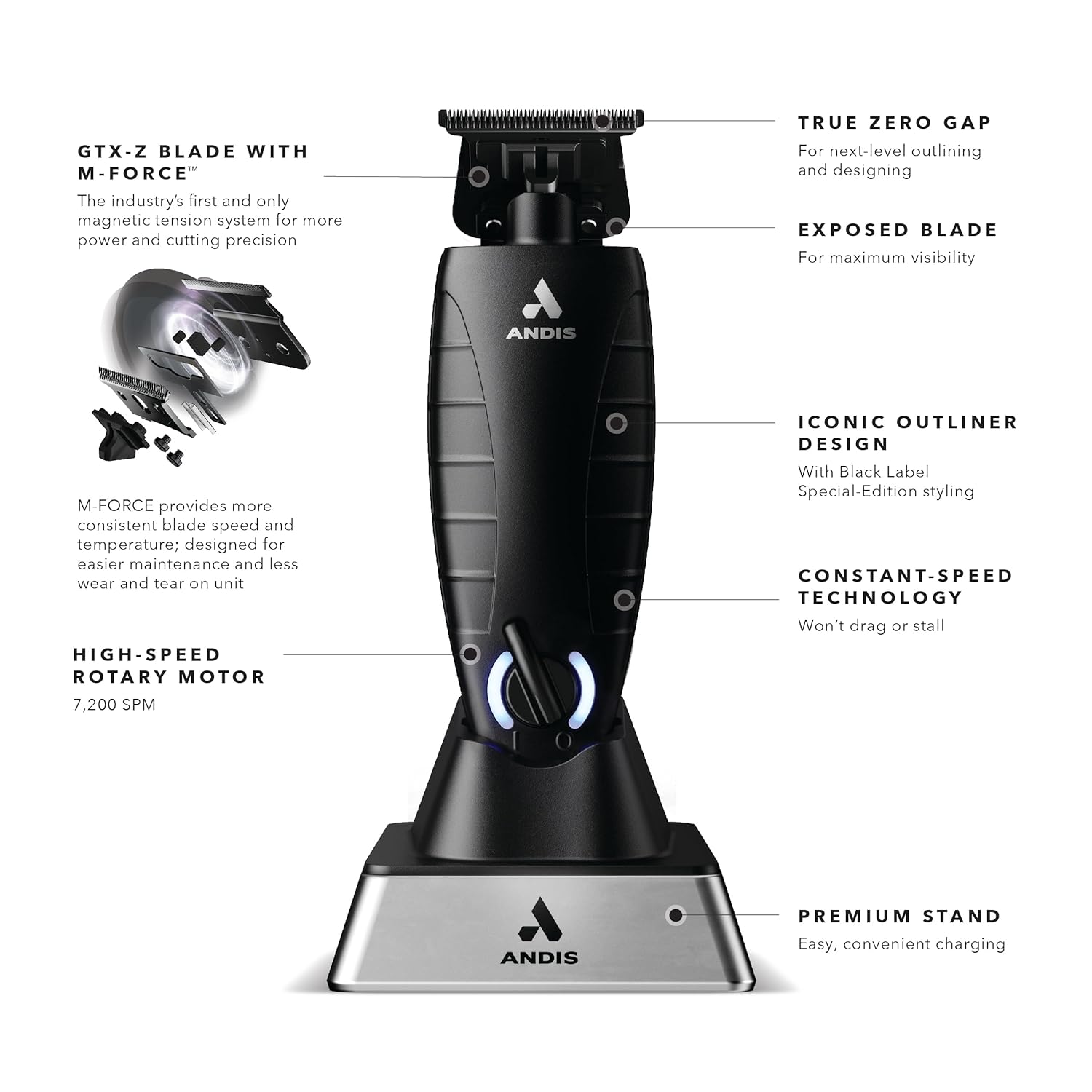 Black Cordless Electric Beard & Hair Trimmer with Charging Stand K6885