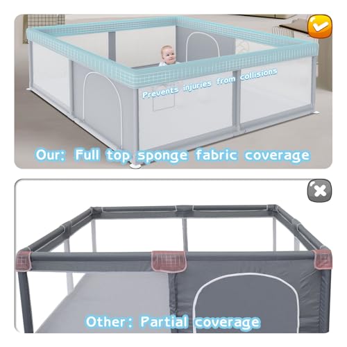Large Baby Playpen 79x79 Inch Extra Large Kids Activity Center with Zipper Gates Q220