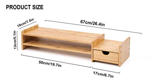 Bamboo 2 Tier Laptop Stand With Drawers P8316