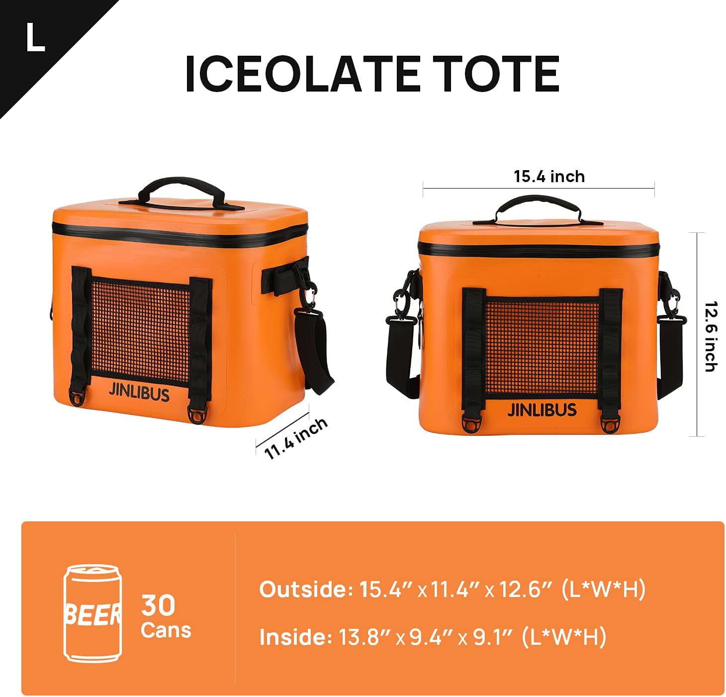 Orange 30 Can Insulated Waterproof Soft Cooler Bag S676