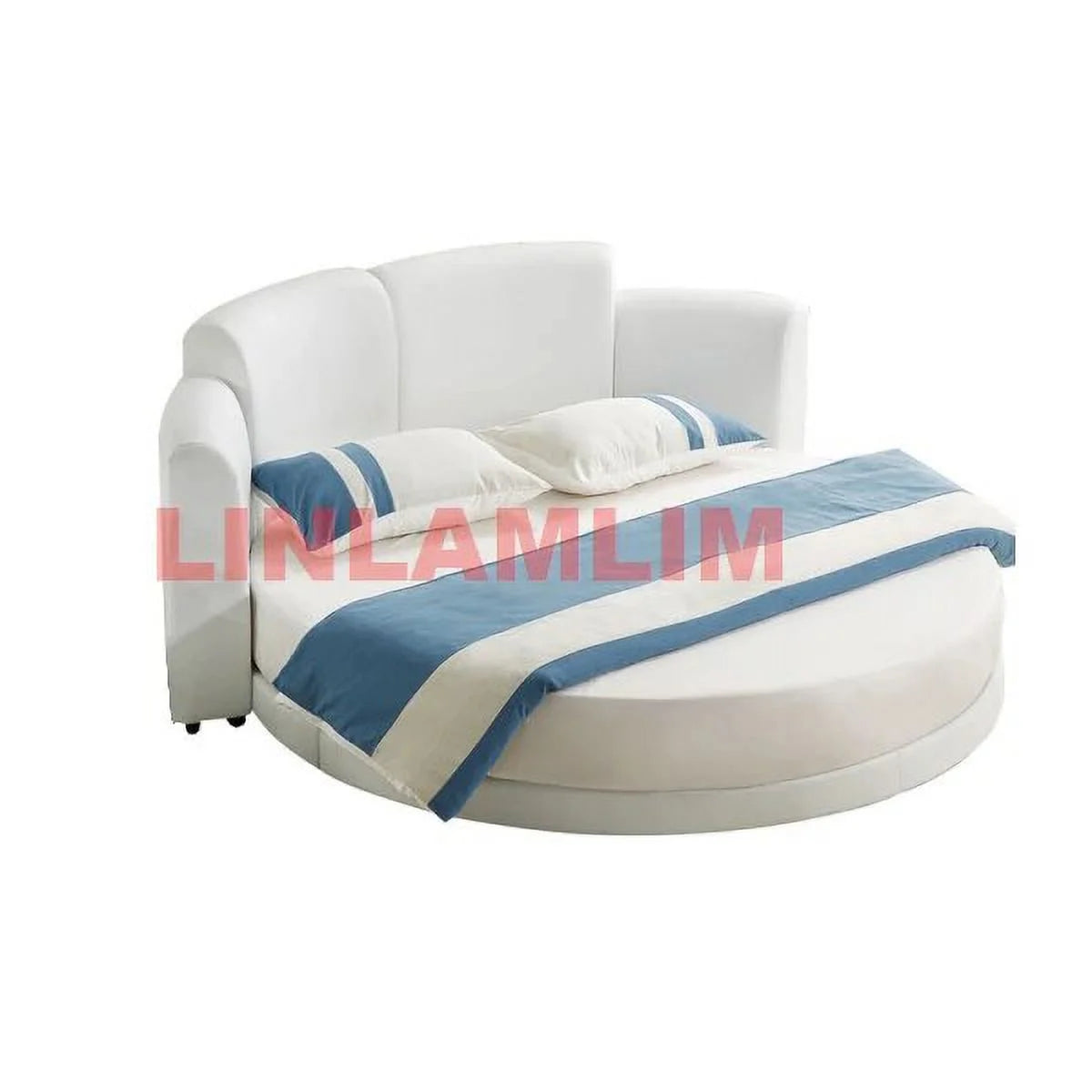 Genuine Cow Leather Bed Frame with Led Lamp A7264