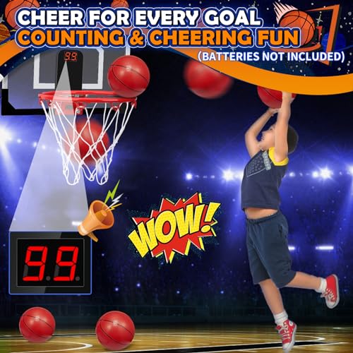 Over Door Basketball Hoop with 9 Inch Rim 4 Mini Basketballs D2266