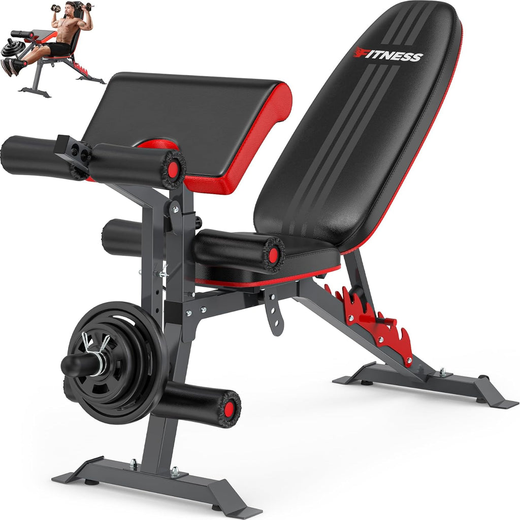 800lbs Load Adjustable Weight Bench with Leg Extension and Preacher Pad H757169