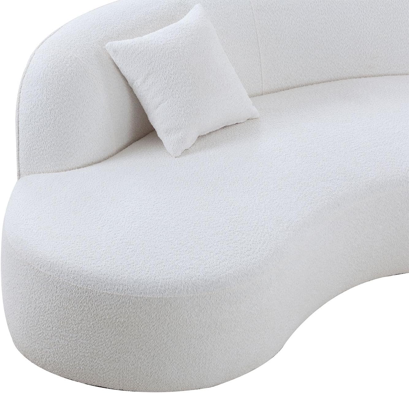 White Boucle Curved Sofa with Chaise 2 Set V253
