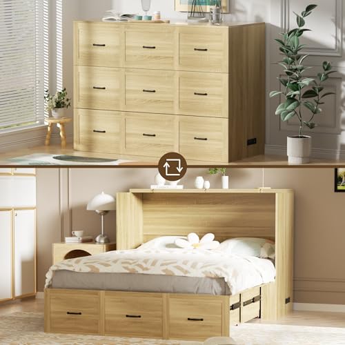 Full Size Wood Wall Bed Cabinet with Drawer O6732