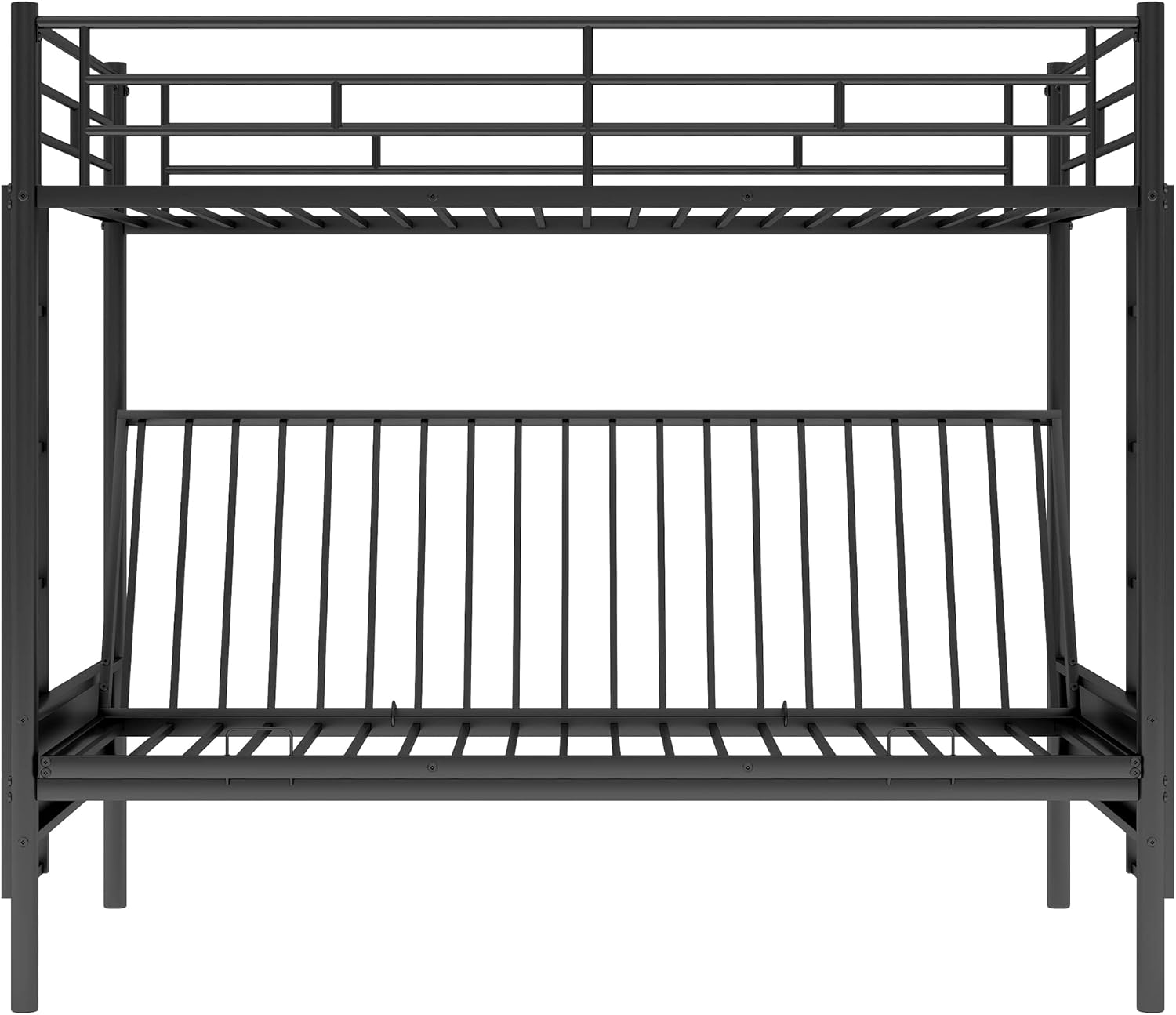 Twin Over Futon Full Bunk Bed with Metal Frame Black V3967