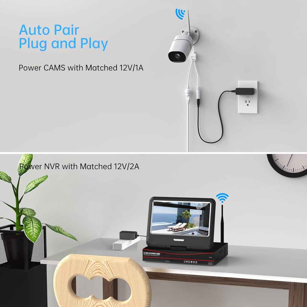 1080P Wireless Security Camera System with Monitor, 8 Channel Video NVR Systems with 4pcs Outdoor Indoor IP Camera Night Vision Motion Detection, 1TB Hard Drive B628