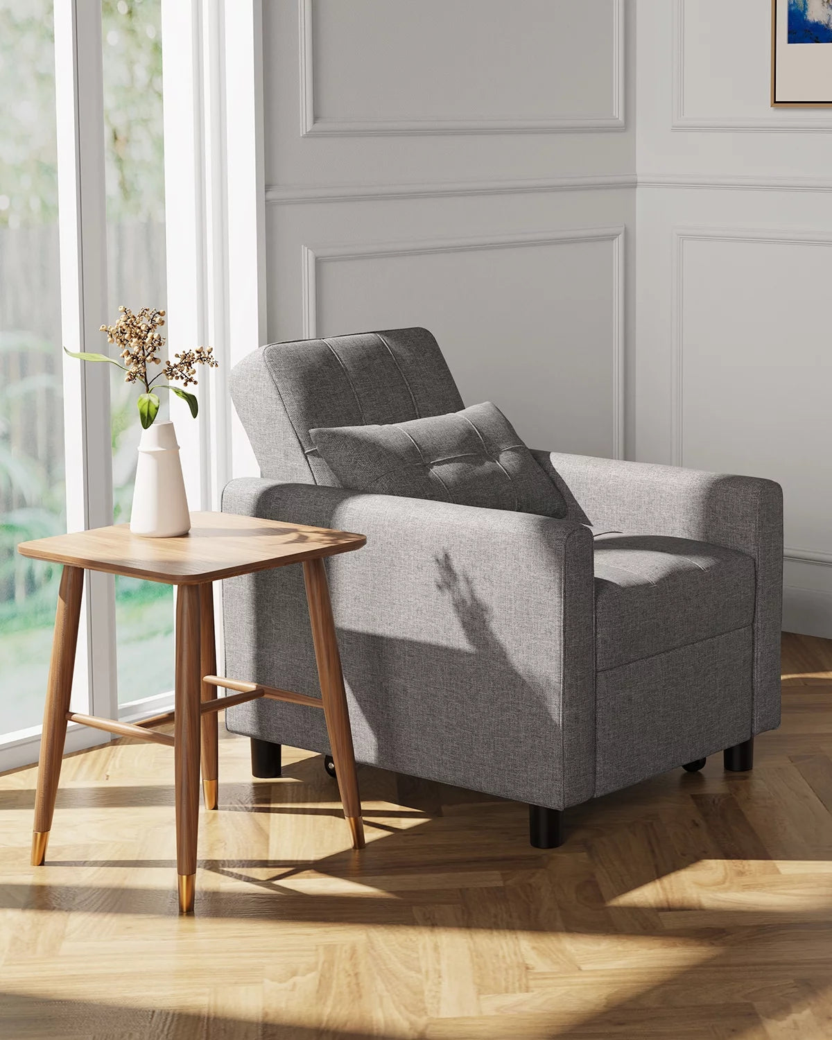 Grey Convertible Chair Single Bed U825966