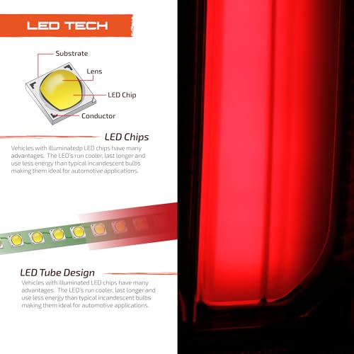Smoked LED Tail Lamp Brake Lights with Sequential Signal Pair M6593