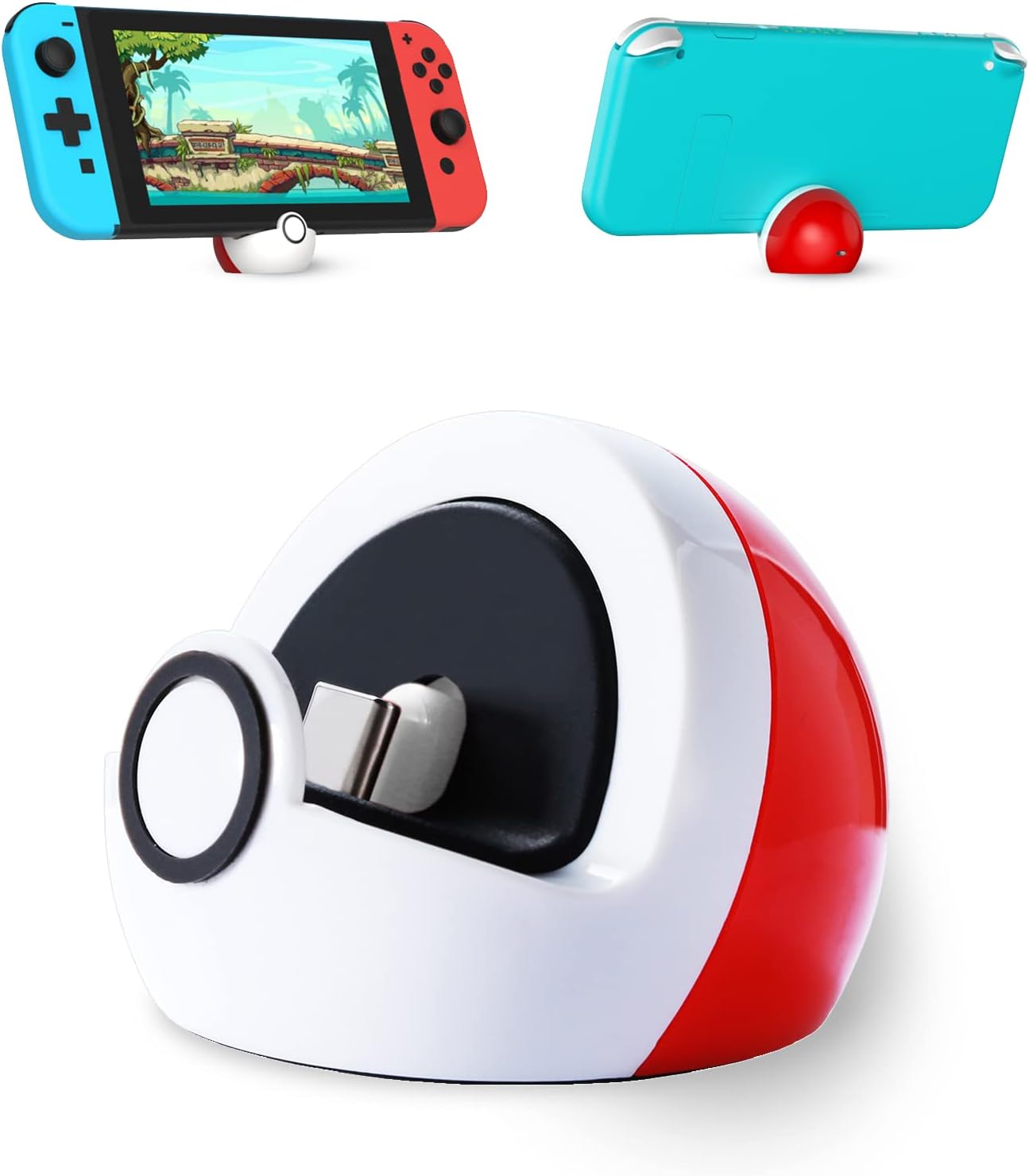 Red White USB-C Charging Stand for Nintendo Switch F429
