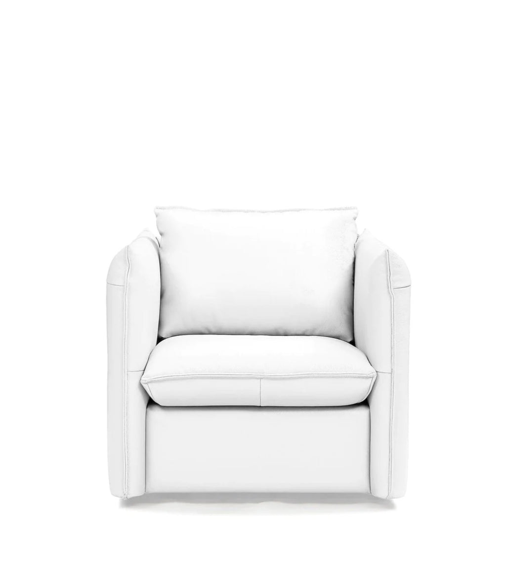 White Genuine Leather Swivel Accent Chair I777824