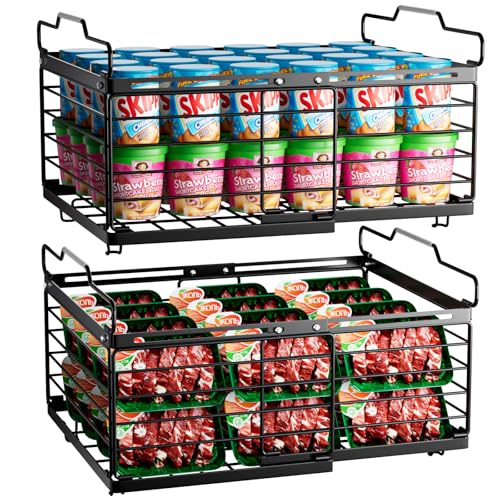2 Pack Stackable Large Metal Freezer Organizer Bins W57090