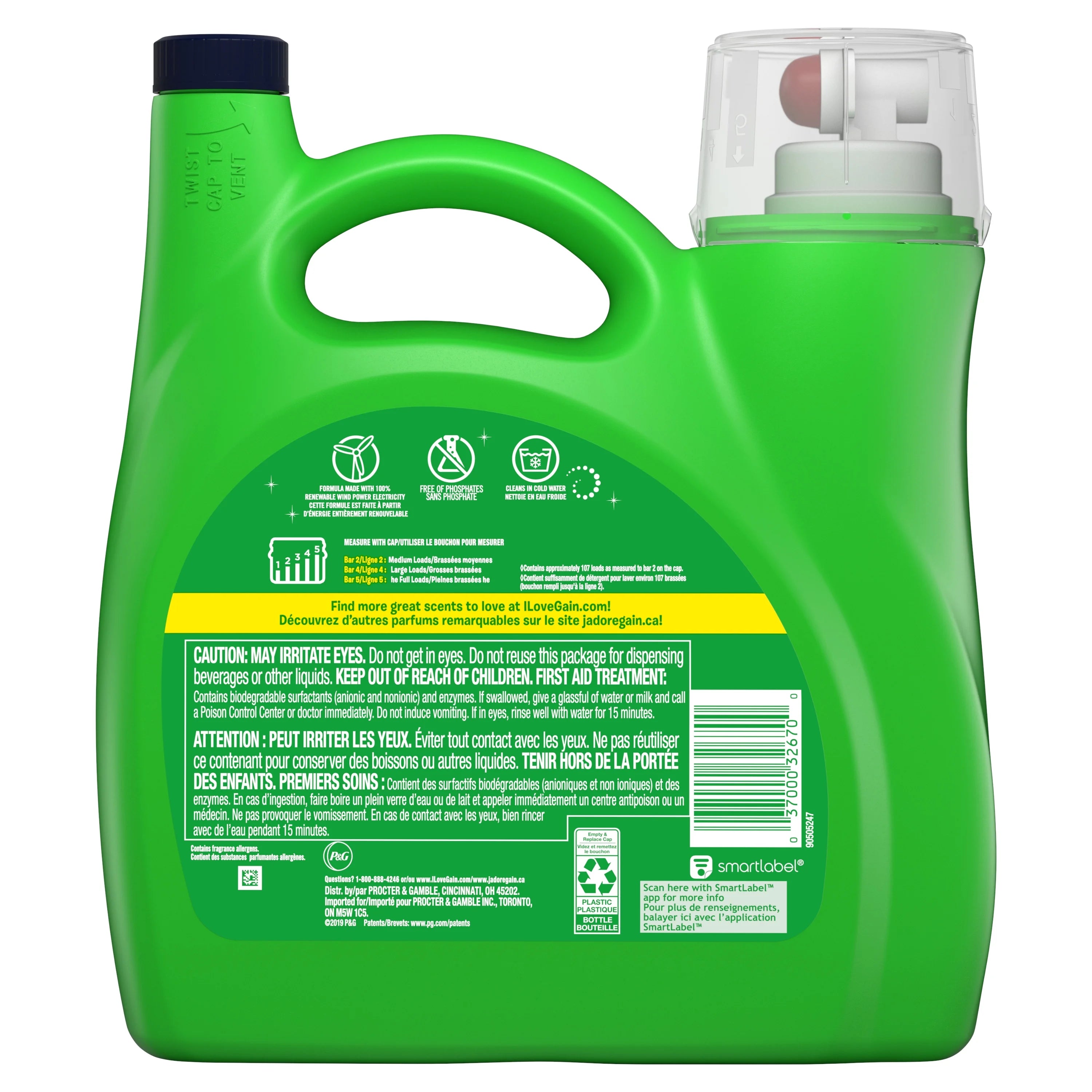 107 Loads Liquid Laundry Detergent, 165 Fl Oz H81165