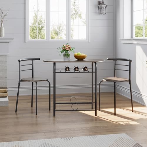 White 3-Piece Dining Table Set with Metal Frame M224