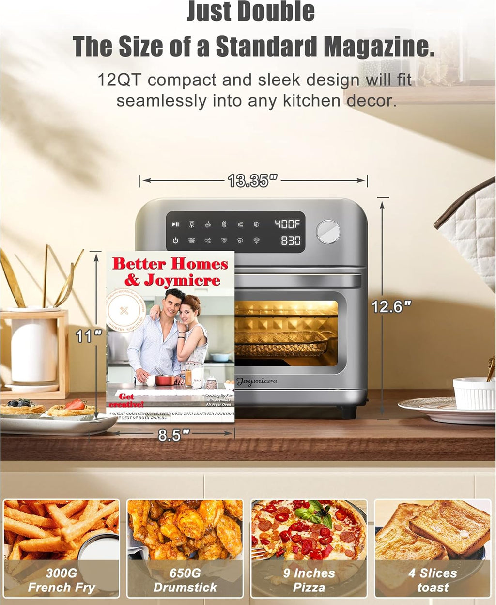 Grey 12QT Air Fryer Toaster Oven with Touchscreen F21654