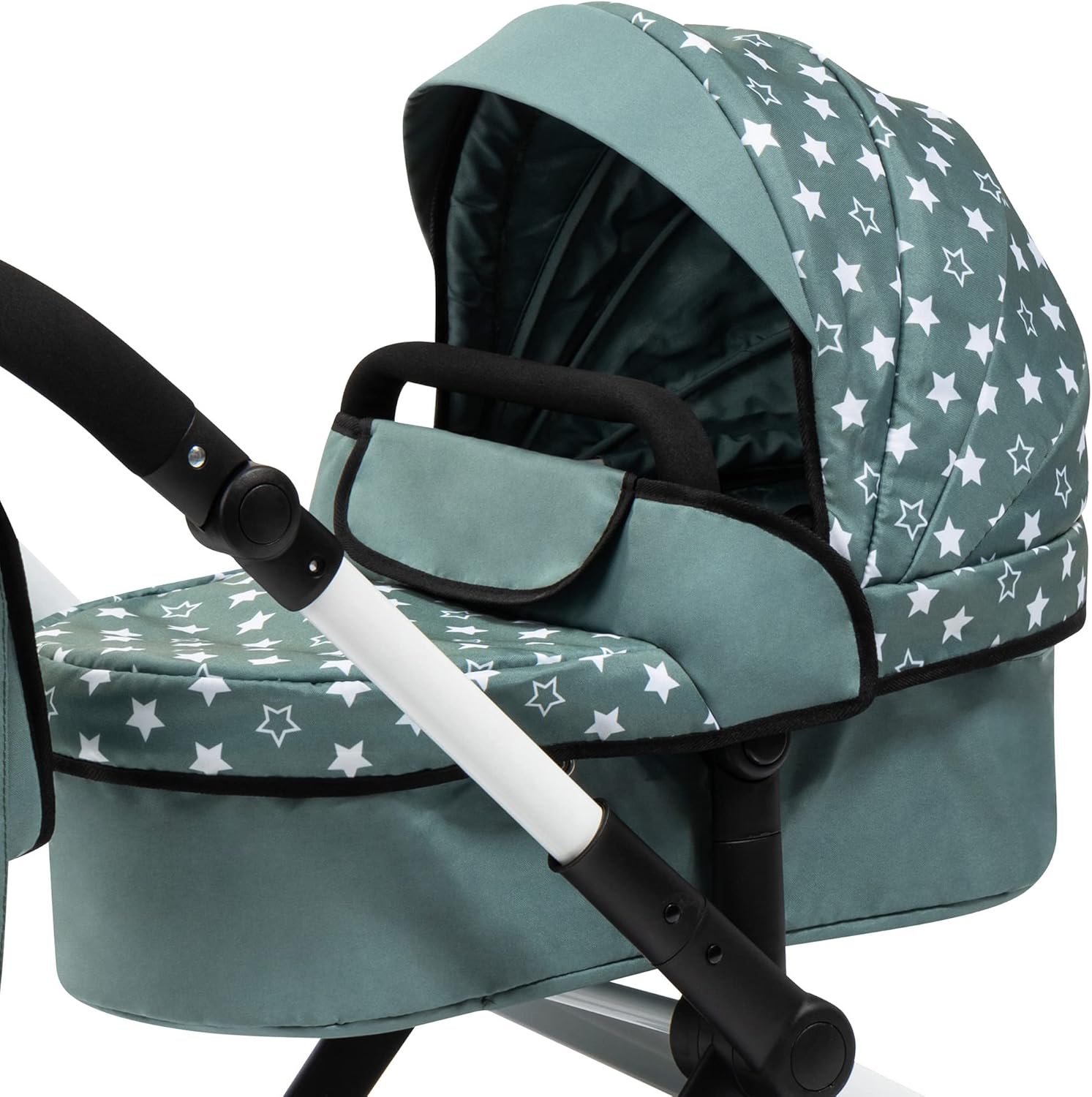 Stars Green & White Doll Pram with Handbag X606202