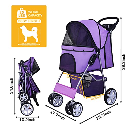 4 Wheel Folding Pet Stroller with Detachable Carrier J317