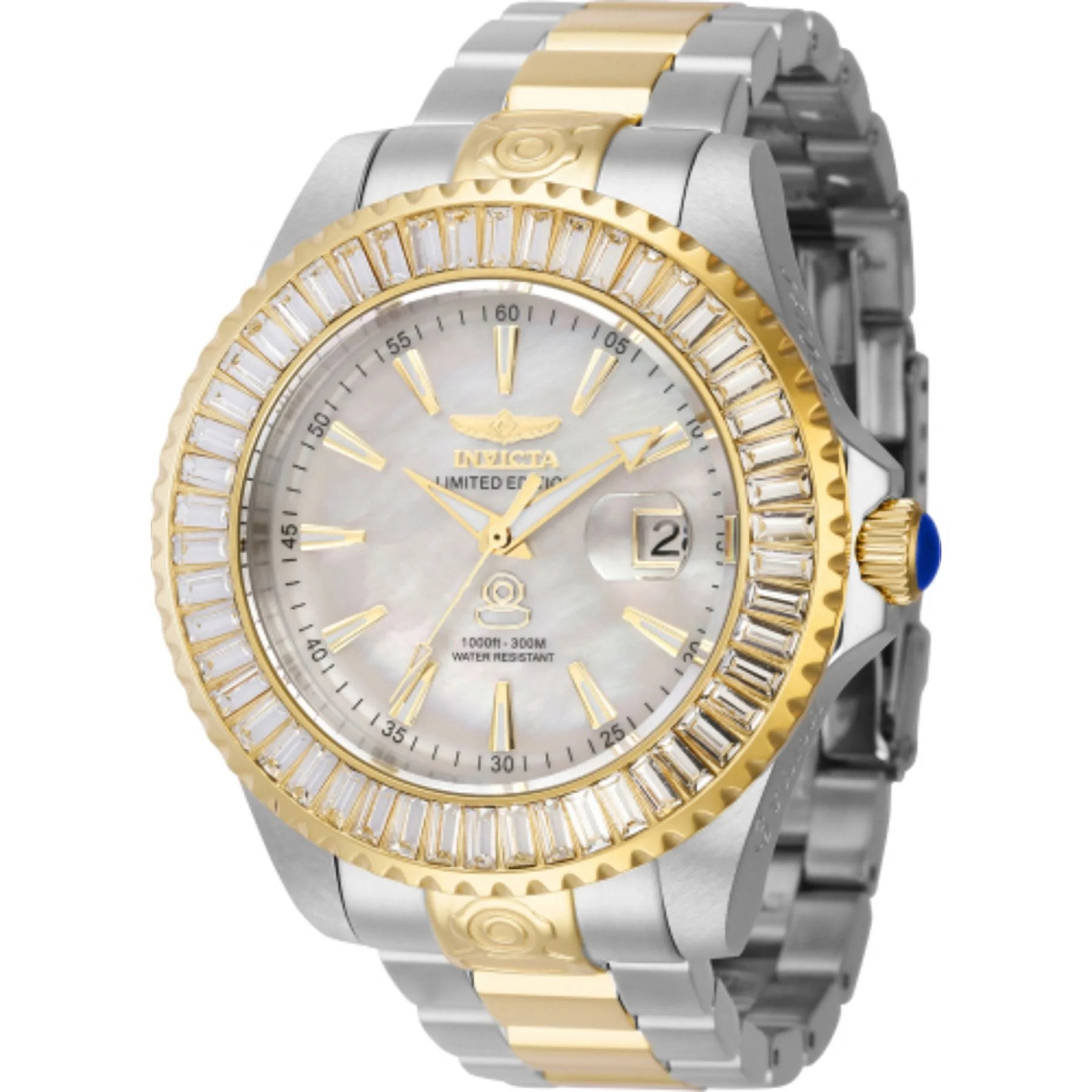 Automatic Crystal White Mother of Pearl Dial Men's Watch D160