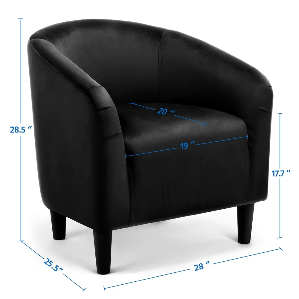 Black Velvet Barrel Accent Chair M685128
