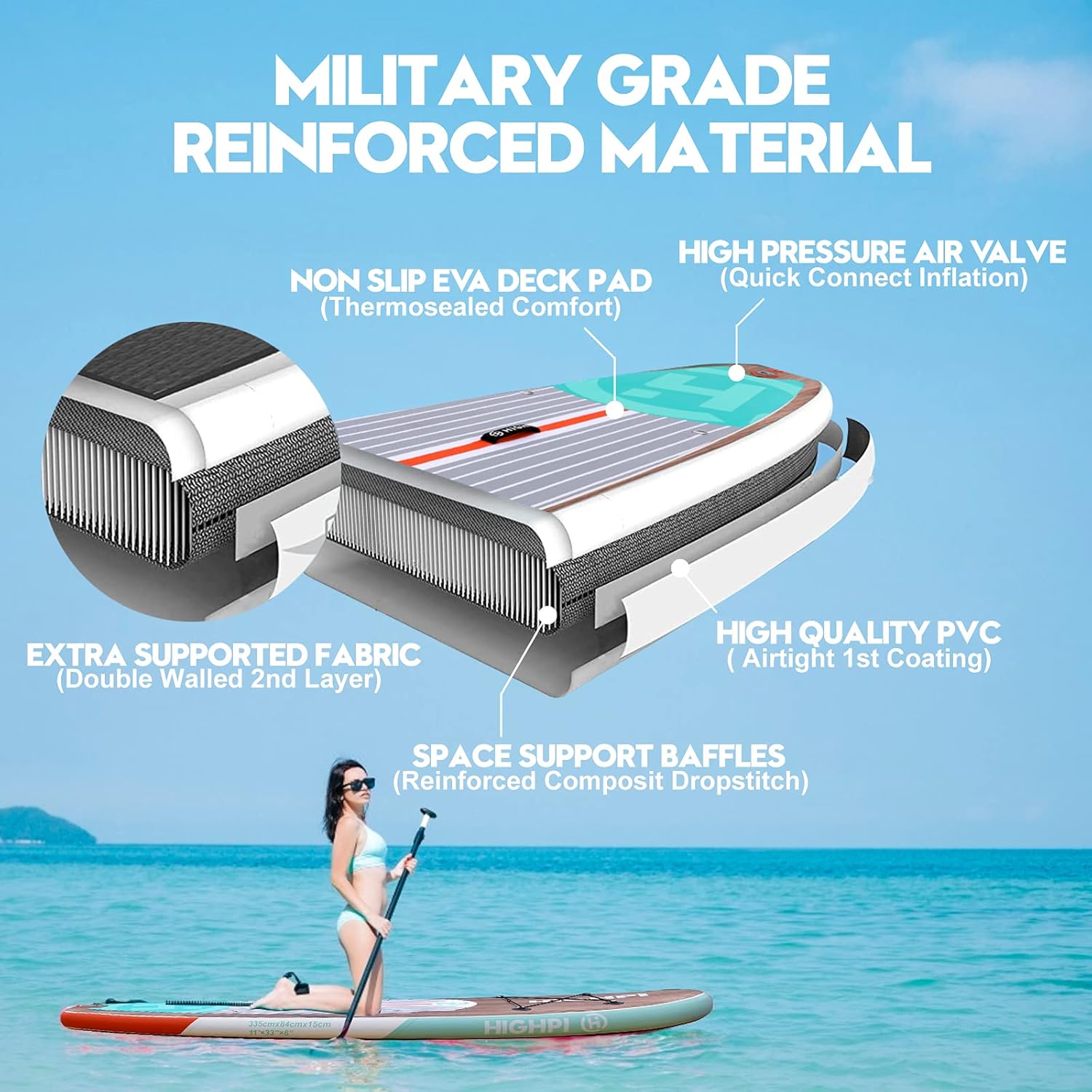 Inflatable Stand Up Paddle Board with Backpack, Pump, Paddle, Leash N55417