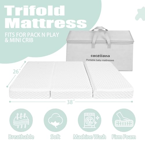 38x26 Trifold Memory Foam Travel Crib Mattress X564865
