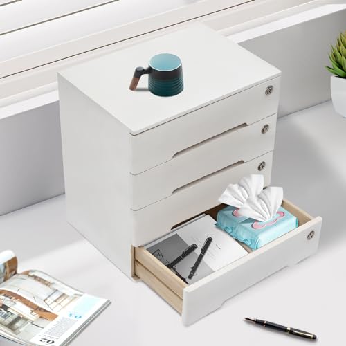 4 Drawers Wood Storage Box with Lockable Drawers X3689